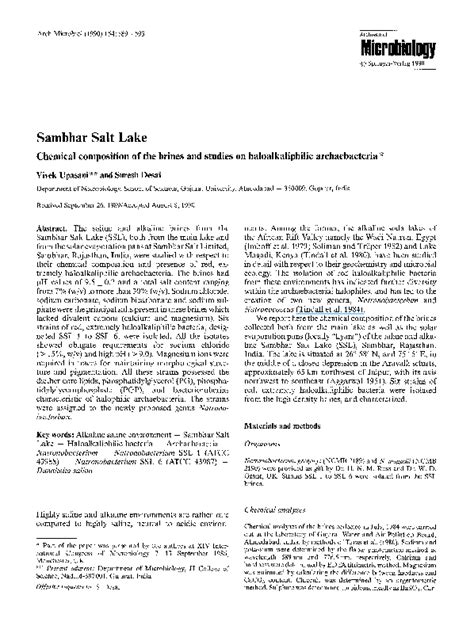 (PDF) Upasani V. N. Microbiological Studies on Sambhar Lake (Salt of ...