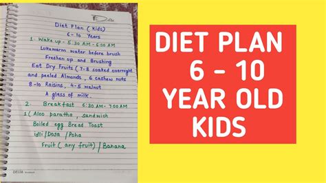 Diet plan for 6 - 10 Year old kids - YouTube