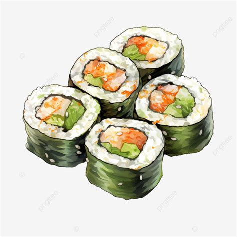 Watercolor Sushi Roll Free Elements, Watercolor, Sushi, Japanese Food ...