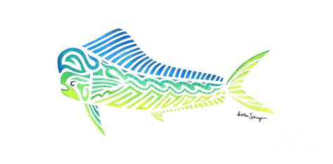 Tribal Mahi Mahi Drawing by Heather Schaefer