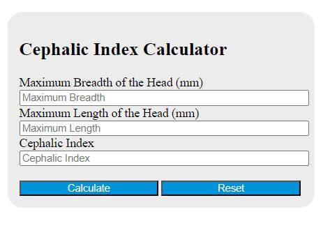 Cephalic Index Calculator - Calculator Academy