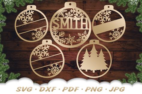 Classic Christmas Ornament Svg Bundle 6 Tree Ornaments Svg Dxf Cut ...