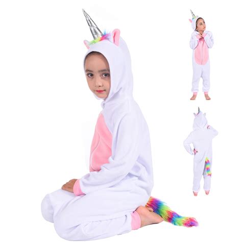 Buy Girl Unicorn Costume Onesie Pajamas One-Piece Animal Costumes for ...