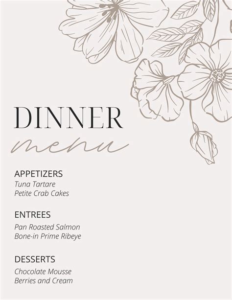 Dinner Party Menu Template