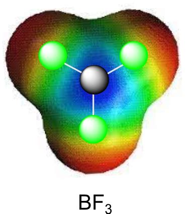 An electrostatic potential map of boron trifluoride is shown. Is BF3 ...