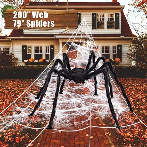 ZOMIJOMI Halloween Decorations 200“Spider Web with 79”Giant Spider ...