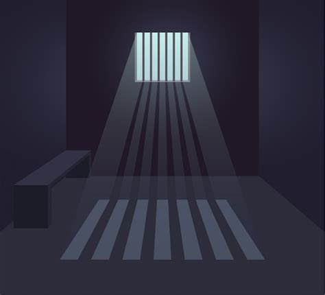 Premium Vector | Dark prison cell interior. prison room. small window ...