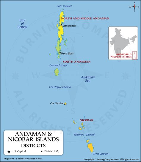 Andaman and Nicobar Islands Map, Andaman and Nicobar Islands District Map