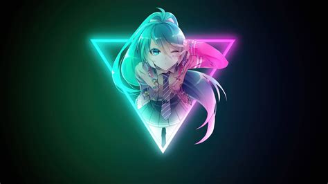 Download Cool Anime Girl Neon Lights Wallpaper | Wallpapers.com