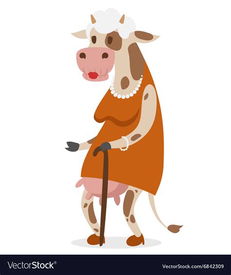 Cow old woman portrait Royalty Free Vector Image