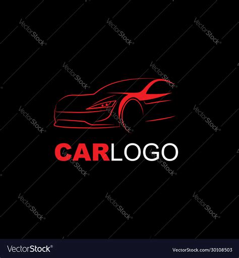 Abstract modern car logo line art red on black Vector Image