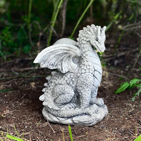 Silver Effect Dragon Guardian Ornament Gothic Statue Sculpture Statue ...