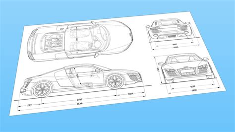 Audi R8 V10 Blueprints | 3D Warehouse