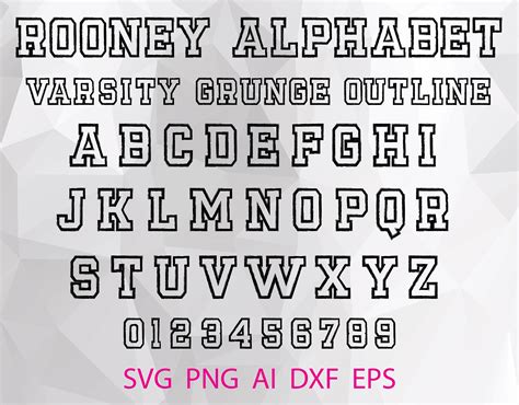 Varsity Font Svg, Grunge Font Svg, Outline Font Svg, Varsity Letter ...