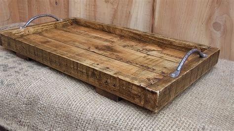 Large Rustic Serving Tray / Wooden Tray Made From Reclaimed