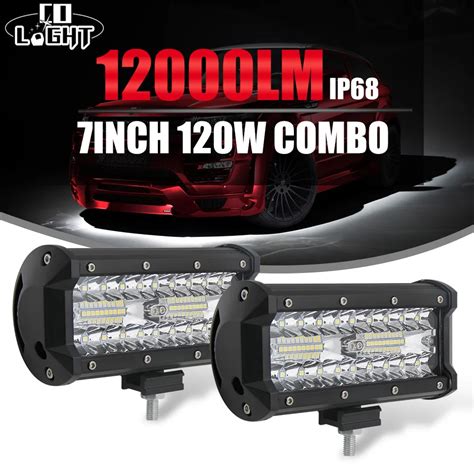 CO LIGHT 7" 120W Car Led Light Bar Combo Led Bar Auto Driving Work ...