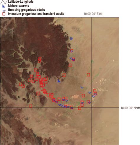 Desert locust distribution in February 2004 in the A ̈r region, Niger ...