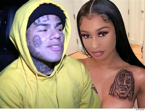 Tekashi 6ix9ine's Girlfriend, Jade, Gets His Face Tattooed Above Her Boob