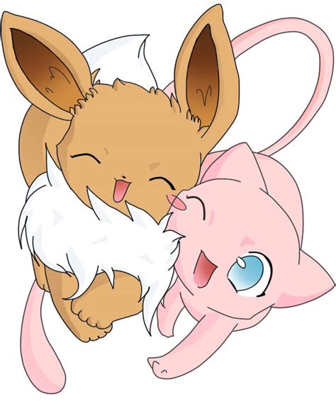 Mew and Eevee - Recolor Digital by Peluchepaz on DeviantArt