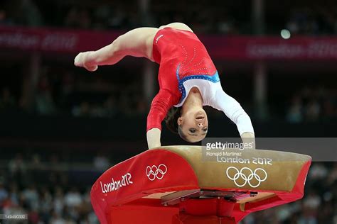 Aliya Mustafina of Russia competes on the vault in the Artistic ...