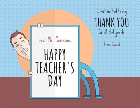 Blue Happy Teacher's Day Card - Venngage