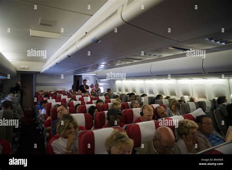 Interior of Virgin Atlantic transatlantic Boeing 747 jumbo jet with ...