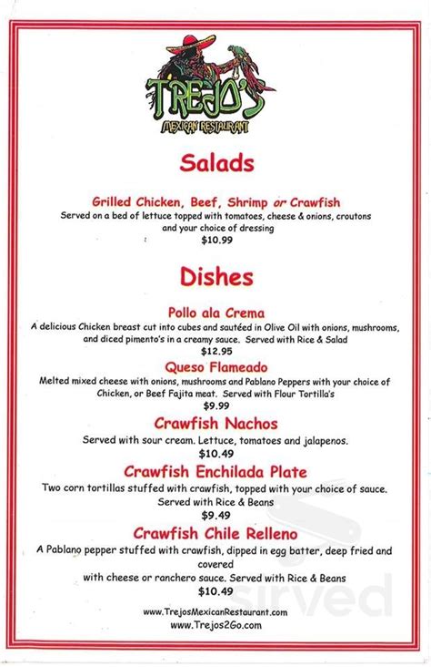 Trejo's Mexican Restaurant menus in Shreveport, Louisiana, United States