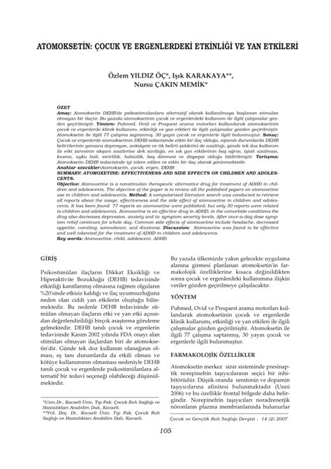 (PDF) Atomoxetine: Effectiveness and Side Effects On Children and ...