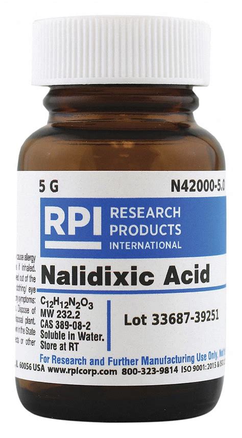 RPI Nalidixic Acid, 5 g Powder - 30TZ70|N42000-5.0 - Grainger