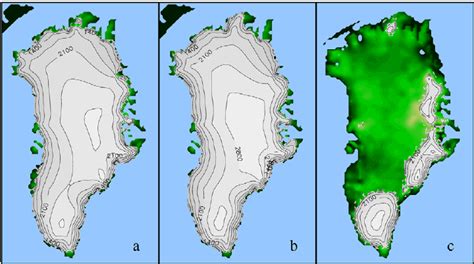 (a) Observed modern ice sheet, (b) simulated pre-industrial ice sheet ...