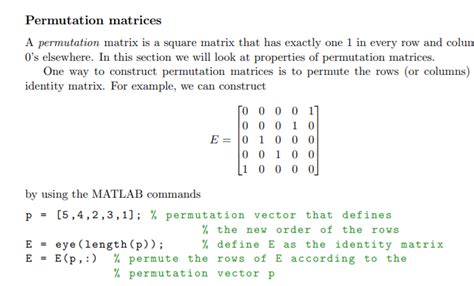 Solved Permutation matrices A permutation matrix is a square | Chegg.com