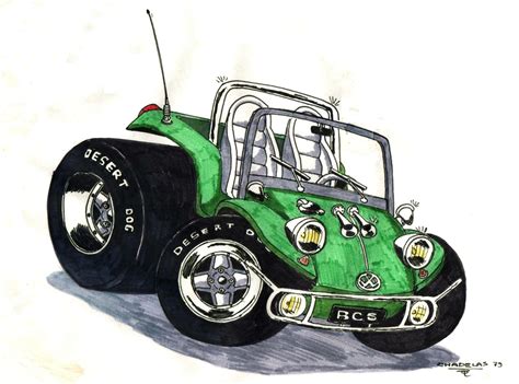 Green and Black Car Drawing