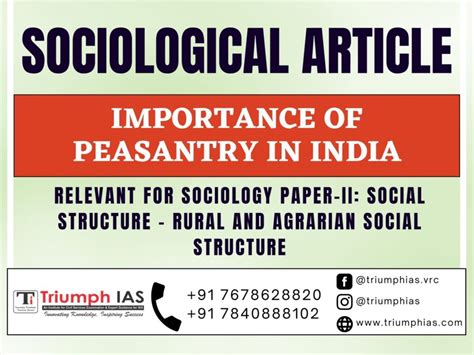 IMPORTANCE OF PEASANTRY IN INDIA - TriumphIAS