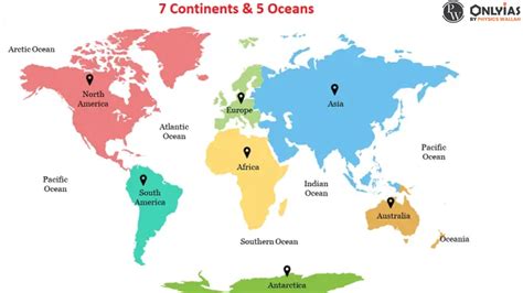 Map Of The 7 Continents And Oceans