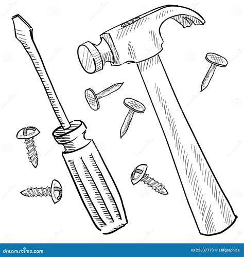 Construction tools sketch stock vector. Illustration of sketch - 22337773