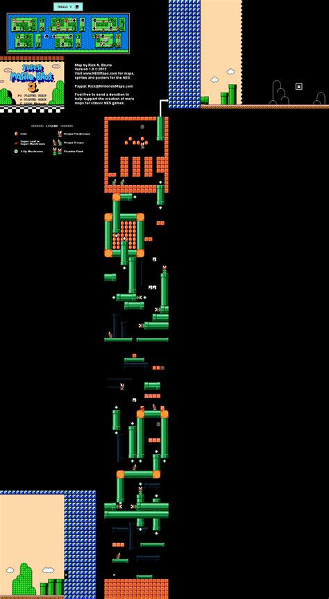 Super Mario Brothers 3 - World 7-1 Nintendo NES Map