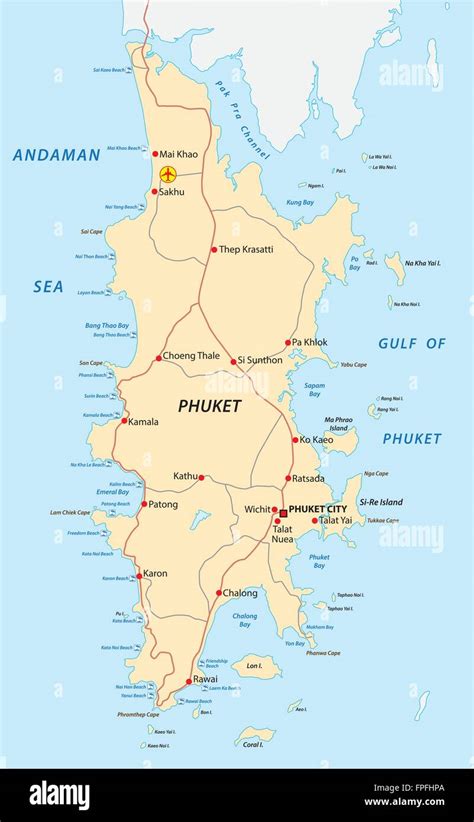 phuket road and beach map Stock Vector Image & Art - Alamy