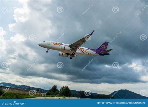 Thai Airways Airbus A320 is Landing at Phuket Airport, Photograph from ...