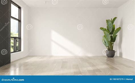 Interior of Empty Modern Living Room 3D Rendering Stock Illustration ...