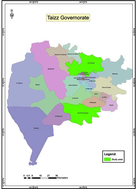 Map: Taiz Governorate. Republic of Yemen-Study area. | Download ...