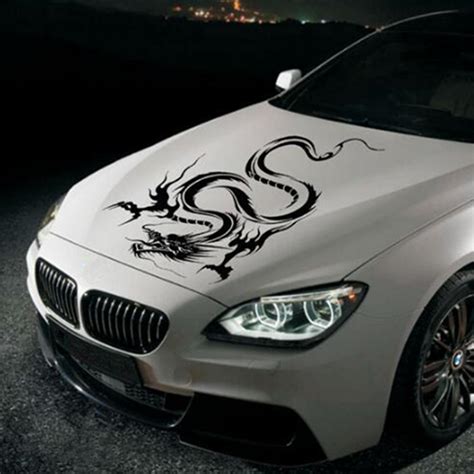 Car Hood Body Vinyl Graphic Wrap Decal Dragon Sticker Black Racing ...