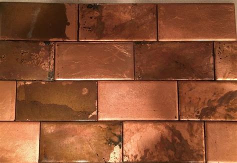 Copper Ceramic Tiles - Etsy | Copper tiles, Rustic kitchen backsplash ...