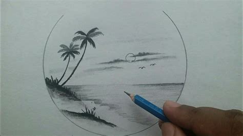 Pencil Sketch Beach Drawing Ideas Easy - Draw-cyber