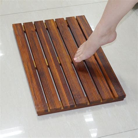 Organizedlife Non-slip Bath Mat Solid Teak Mat Floor Shower Spa Mat for ...