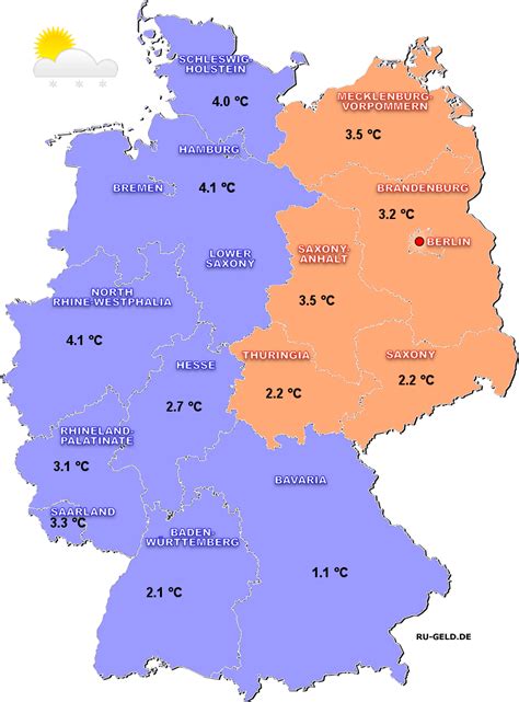 The temperature in Germany in the winter in December, January, February ...