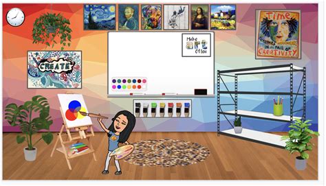 Virtual Bitmoji Art Classroom and Art Gallery Template on Google Slides ...