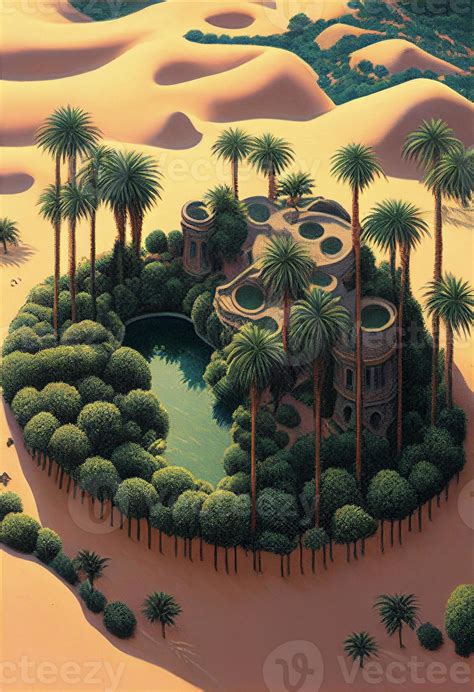 painting of a desert area with palm trees 22912866 Stock Photo at Vecteezy