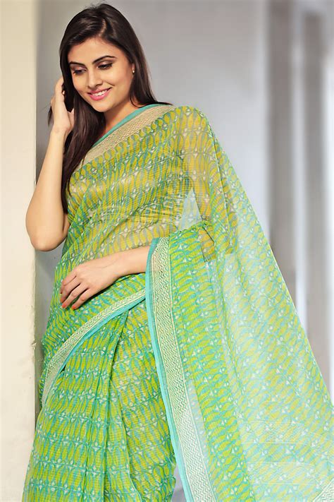 seagreen beauty - #sari at #fabindia Chiffon Saree, Cotton Saree, Kota ...