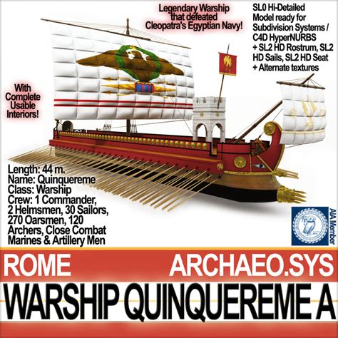 ancient roman warship quinquereme obj