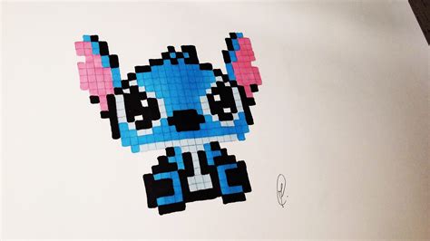 Kawaii Baby Stitch Pixel Art - Speed Drawing